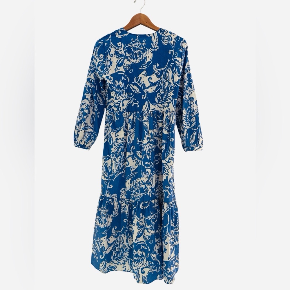 Zara New with Tags Blue Floral Maxi Dress - Picture 5 of 10